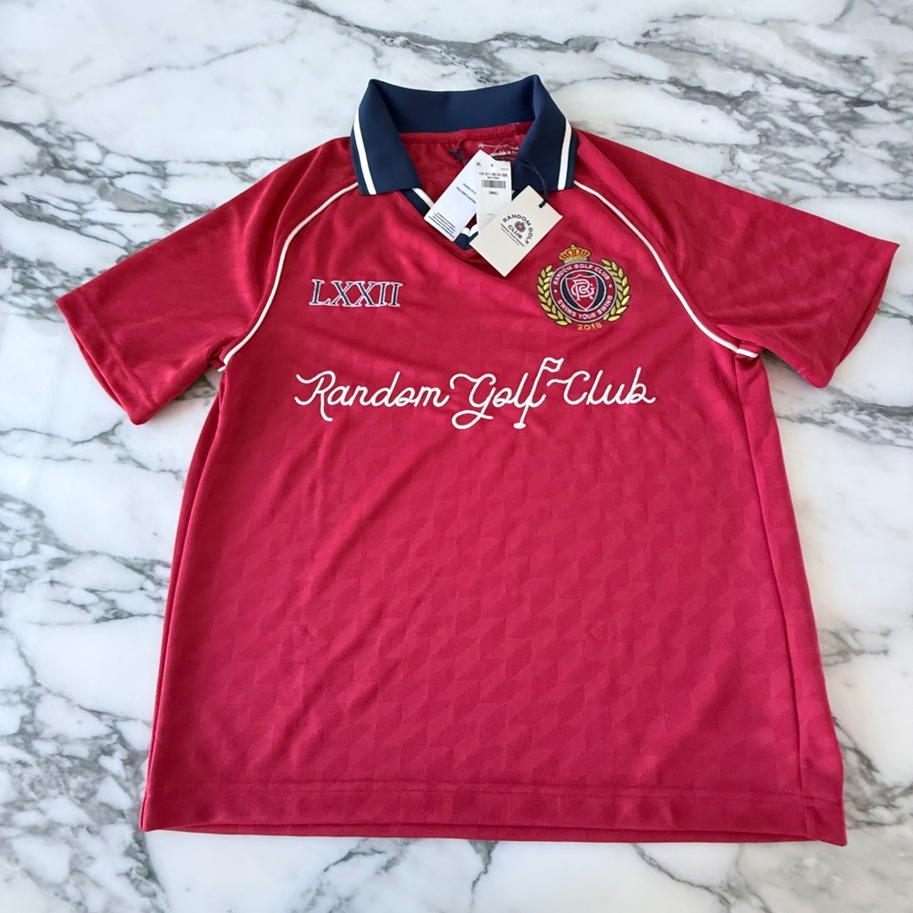 Abercrombie & Fitch Random Golf Club Red Jersey Polo Shirt Small NWT